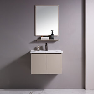 Compact Wall-Mounted Aluminum Honeycomb Vanity with Shelf | Modern Small Bathroom Solution