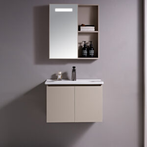 Modern Floating Bathroom Vanity with LED Mirror Cabinet