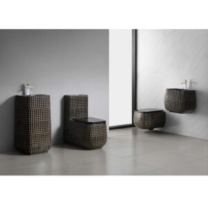 Luxury Textured Bathroom Suite: Designer Toilet & Basin Set