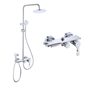 1207 Electroplated Shower System | Copper Body with 4-Setting Sprayer