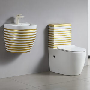 Luxury Gold Striped Bathroom Series: Modern Bathroom Toilet and Sink