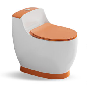 HS-0071 Designer One-Piece Toilet - Hermes Orange Accent | Customizable Colors