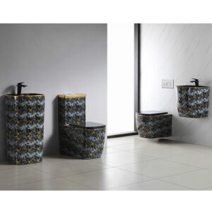 Luxury Patterned Ceramic Toilet & Basin Bathroom Suite Wholesale
