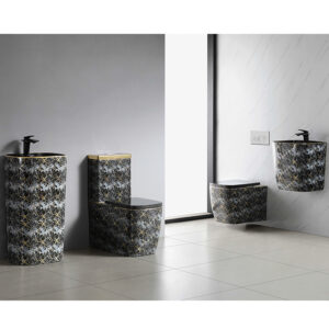 Luxury Patterned Ceramic Toilet & Basin Bathroom Suite Wholesale