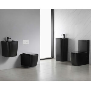 Modern Matte Black Ceramic Toilet & Basin Bathroom Suite Wholesale