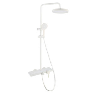 Milk White Shower Set with Storage Shelf - Model 1215NB